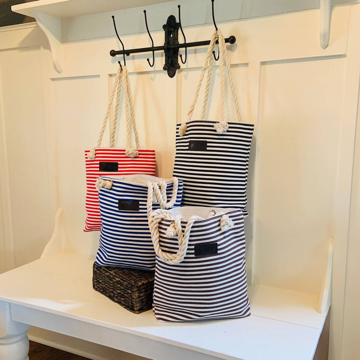 Striped Canvas Tote Bag by Threaded Pear