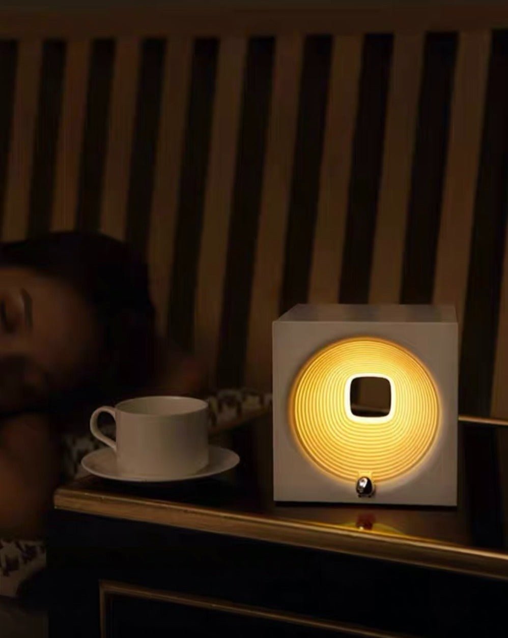 Time Machine Sleep Inducing Bedside Lamp with Speaker - Dimmable Sleep Aid Night Light