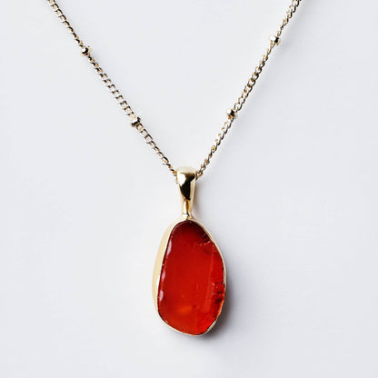 Carnelian Raw Crystal Necklace by Tiny Rituals