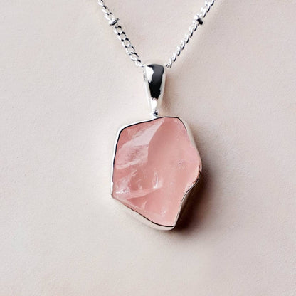 Rose Quartz Raw Crystal Necklace by Tiny Rituals