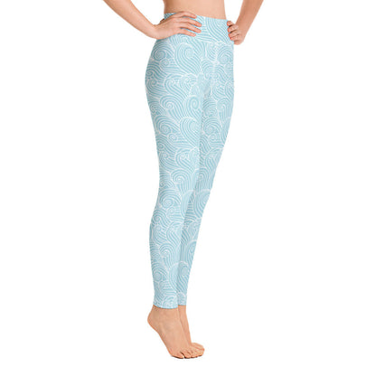 Women's Blue Ocean Swirl Yoga Leggings