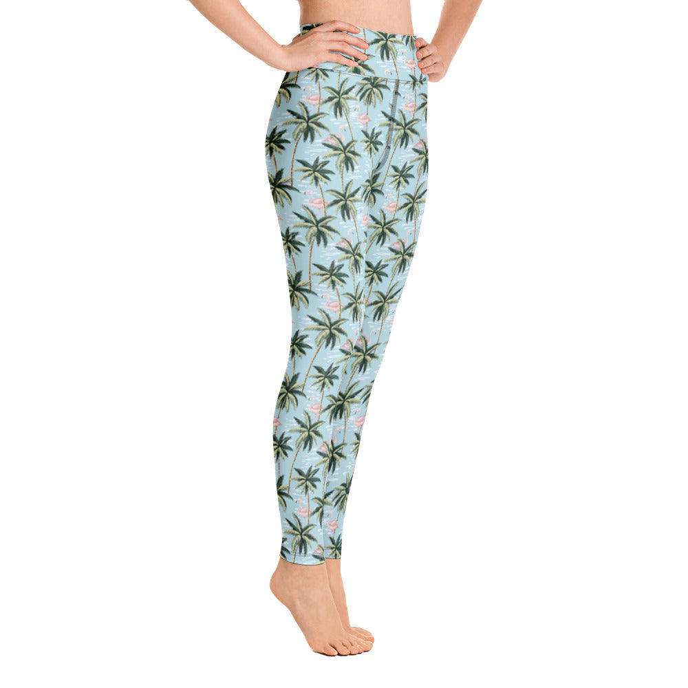 Womens Tropical Flamingo Yoga Leggings