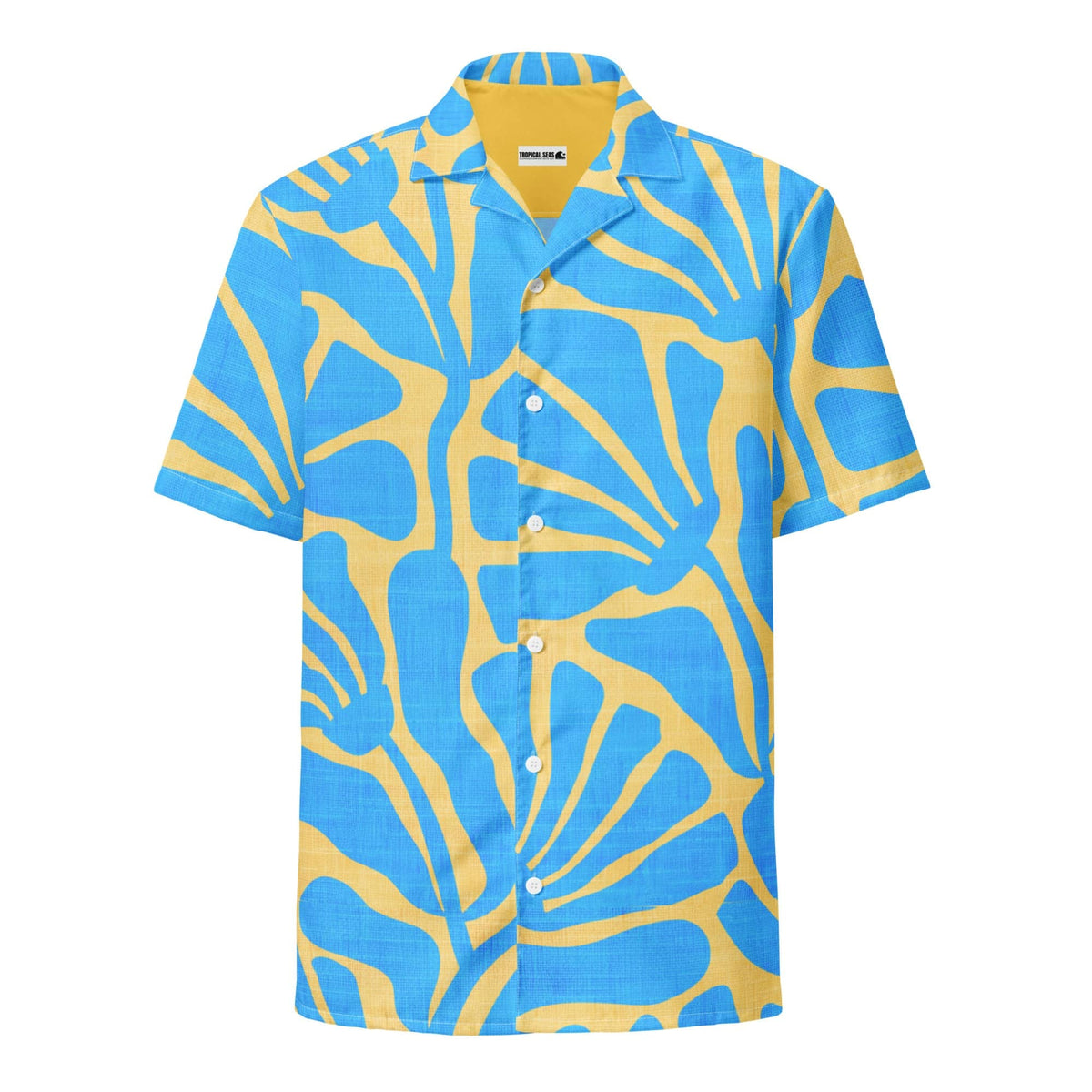 Men's Blue and Gold Ancient Floral Camp Shirt