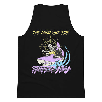 Men’s Premium Cartoon Shark Surfer Tank Top