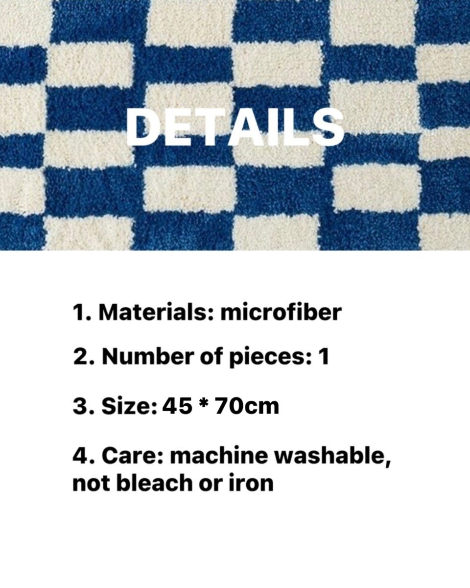 Ultra Soft Retro Checker Bath Rug, Absorbent, Anti-slippery Mat