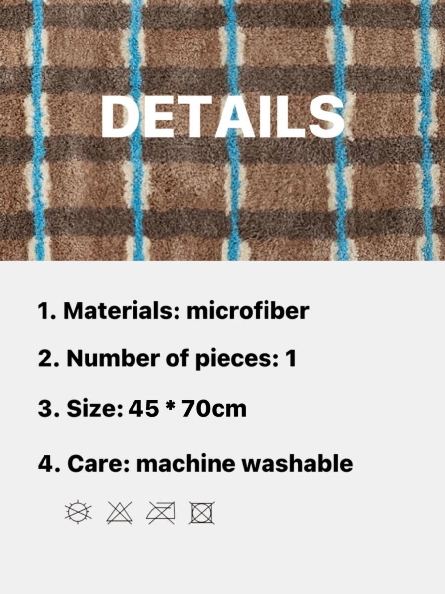 Ultra Soft Retro Earthy Tone Checker Bath Rug, Absorbent Mat