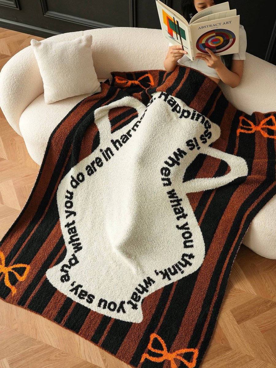 Ultra Soft Whimsical Cute Stripe Vase Throw Blanket - Warm Thick Playful