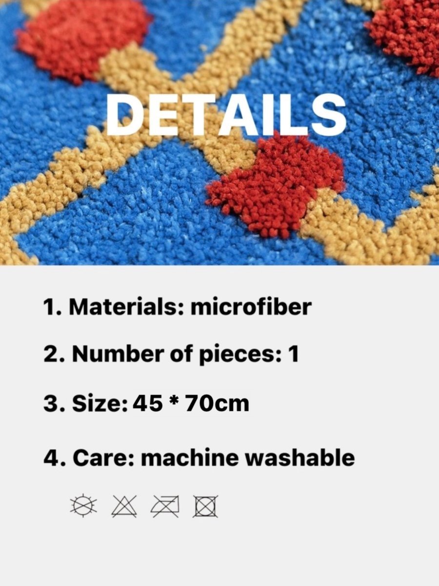 Ultra Soft Whimsical Dopamine Checker Bath Rug, Absorbent Mat