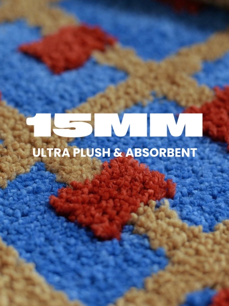 Ultra Soft Whimsical Dopamine Checker Bath Rug, Absorbent Mat