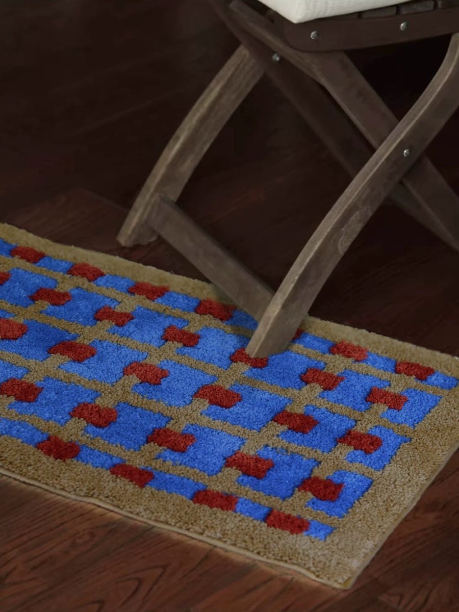 Ultra Soft Whimsical Dopamine Checker Bath Rug, Absorbent Mat