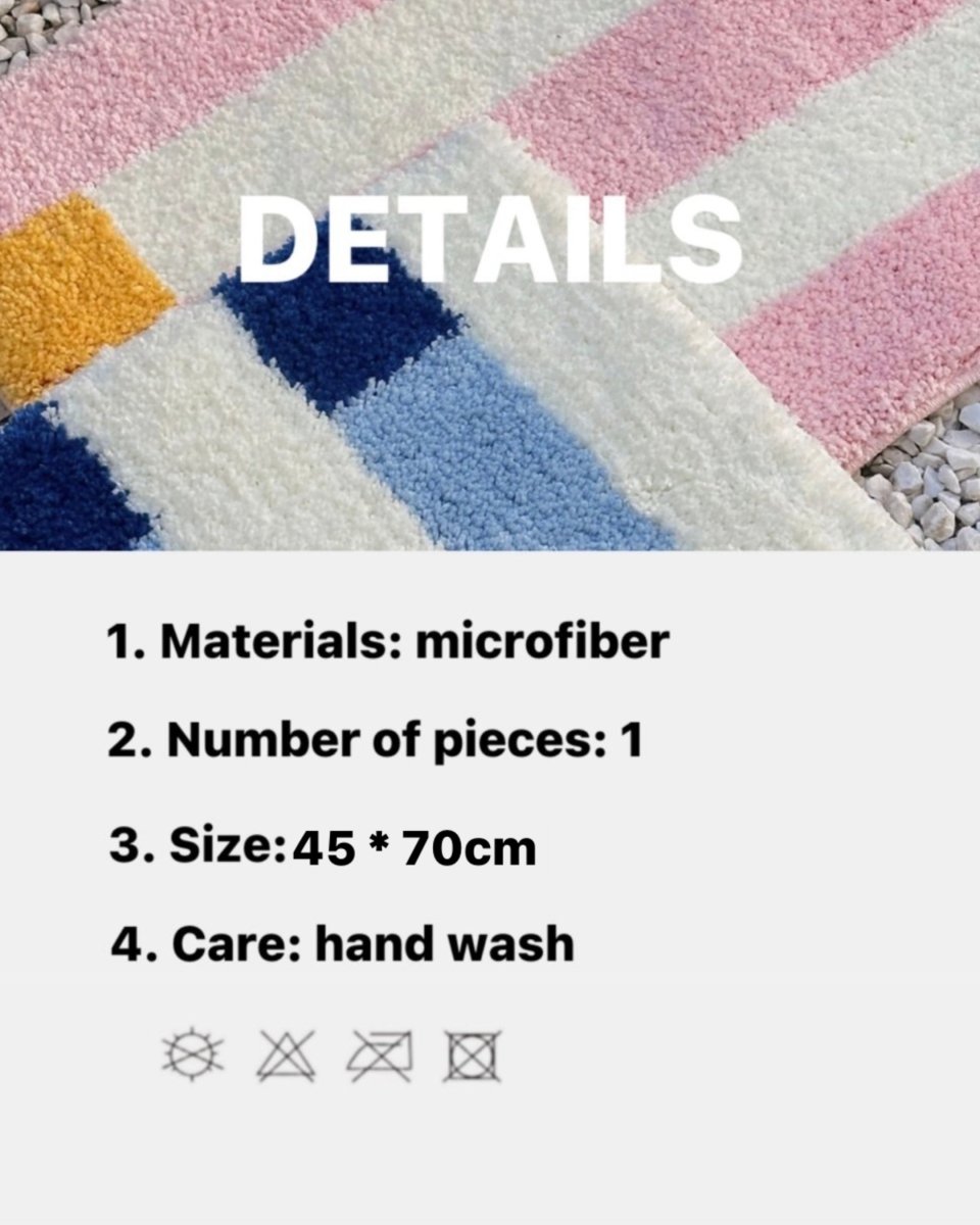 Ultra Soft Whimsical Dopamine Stripe Bath Rug, Absorbent Mat