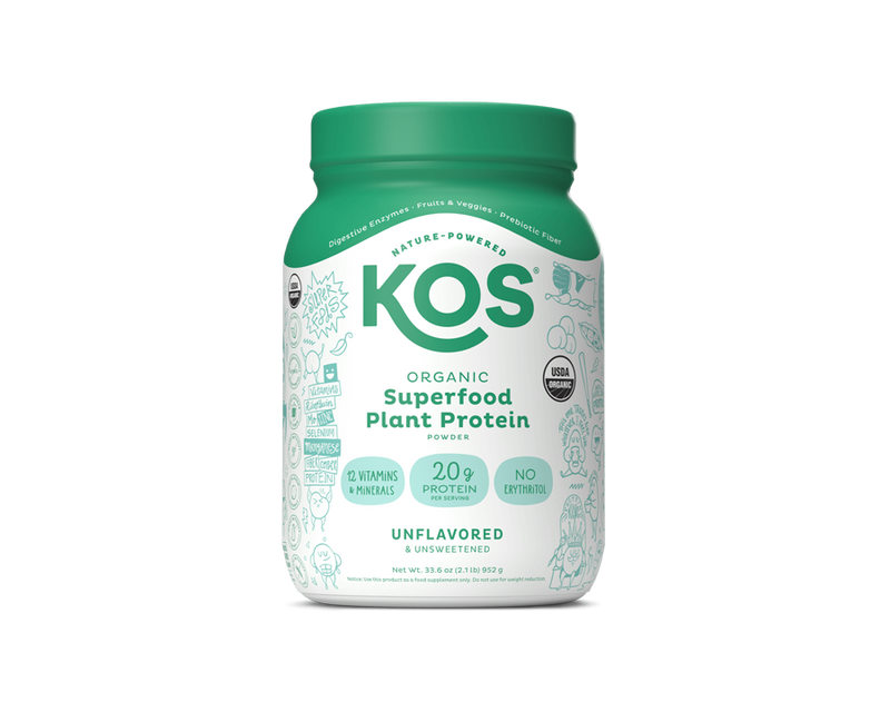KOS Organic Plant Protein, Unflavored & Unsweetened, 28 Servings by KOS.com