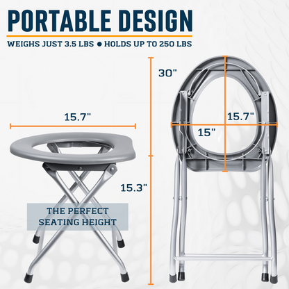 Portable Camping Toilet Seat with Trash Bag Hooks