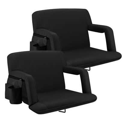 Reclining Stadium Seat with Armrests and Side Pockets - 2-Pack