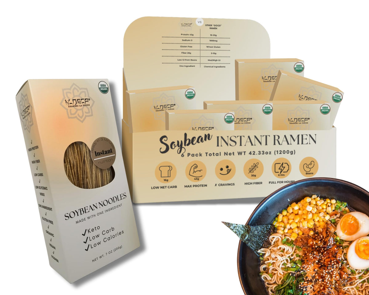 KLDSCP Superamen™ - Organic Soybean Instant Noodles - High Protein, Keto Friendly, Gluten-Free, Vegan, Non-GMO, Kosher, Low Carb, Plant-Based Bean Noodles - 6 Boxes (1200g)