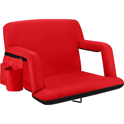 Reclining Stadium Seat with Armrests and Side Pockets