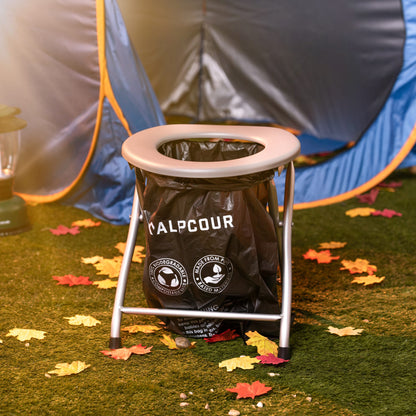 Portable Camping Toilet Seat with Trash Bag Hooks