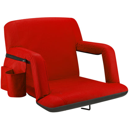 Reclining Stadium Seat with Armrests and Side Pockets