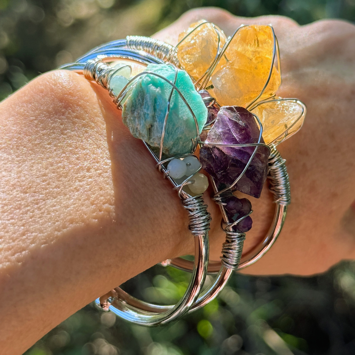 Gemstone Wire-Wrapped Bracelet