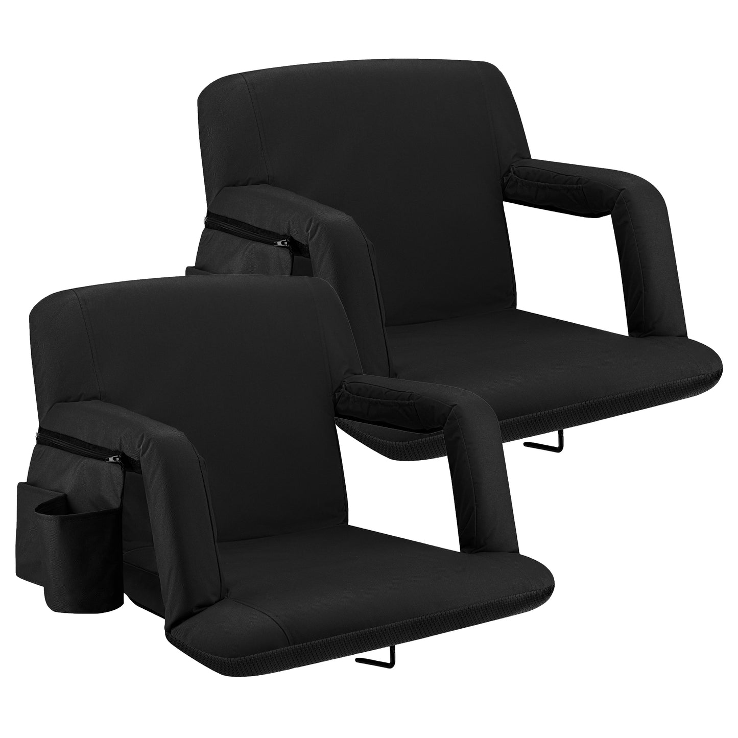 Reclining Stadium Seat with Armrests and Side Pockets - 2-Pack