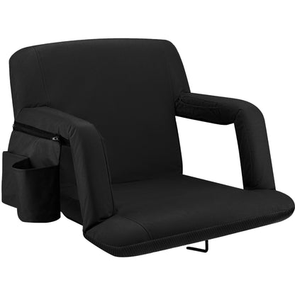 Reclining Stadium Seat with Armrests and Side Pockets