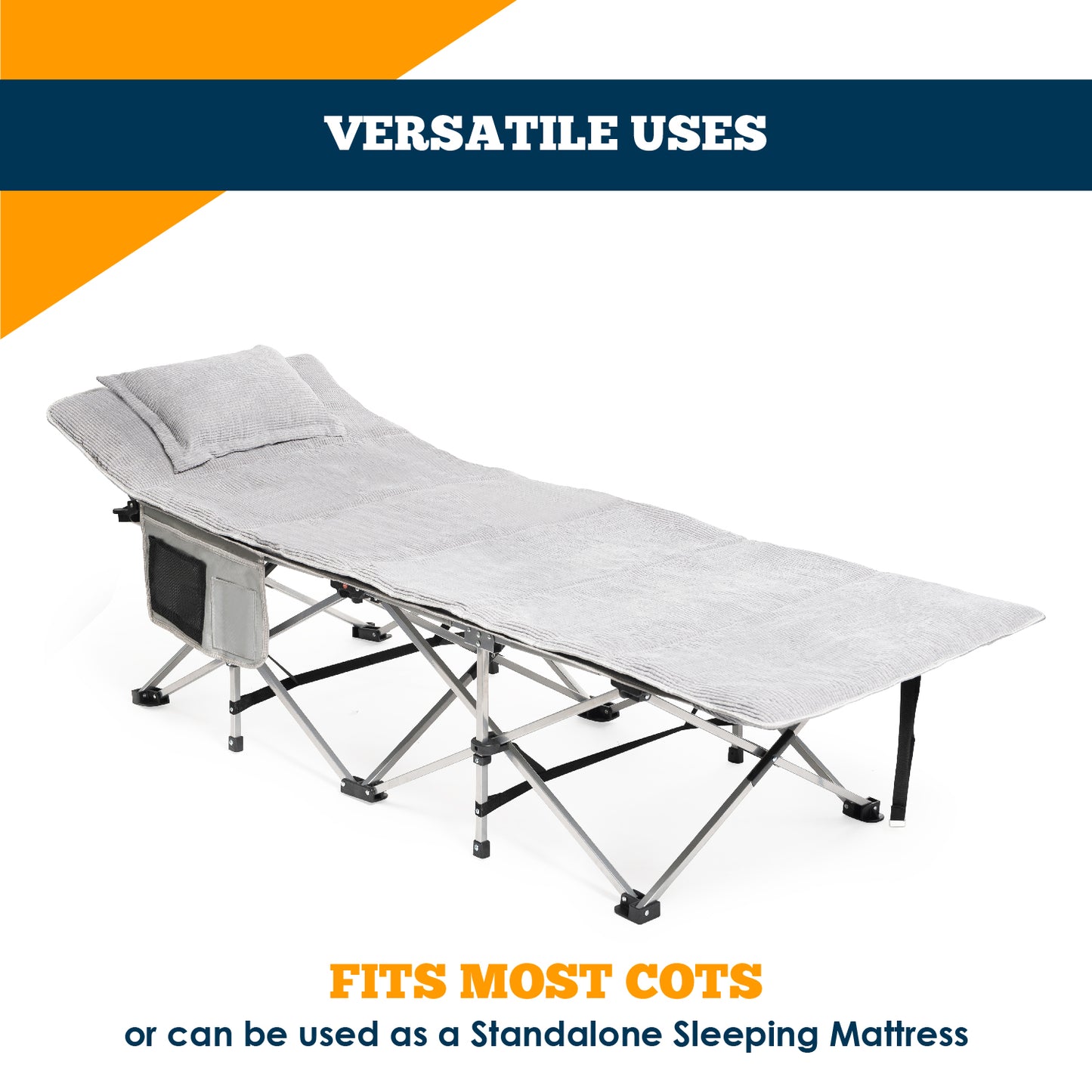 Mattress Pad and Pillow for Camping Cots