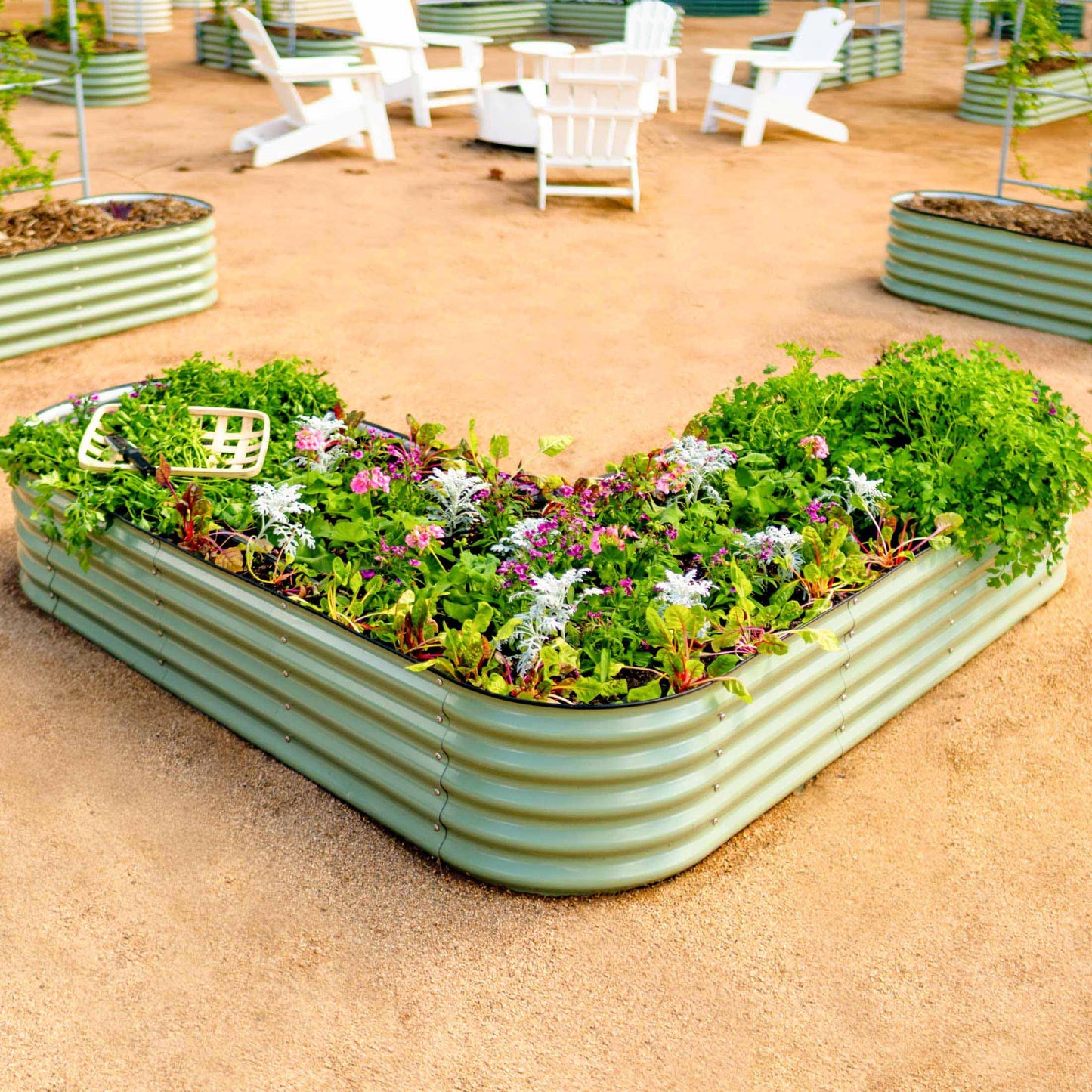 17" Tall L-Shaped Raised Garden Bed Kit - Large Size