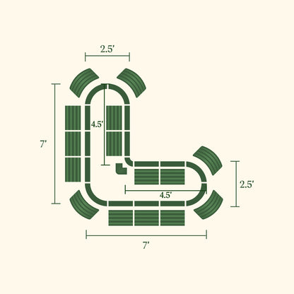 17" Tall L-Shaped Raised Garden Bed Kit - Large Size