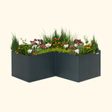 32" Extra Tall Modern 83" x 83" L Shape Metal Raised Garden Bed