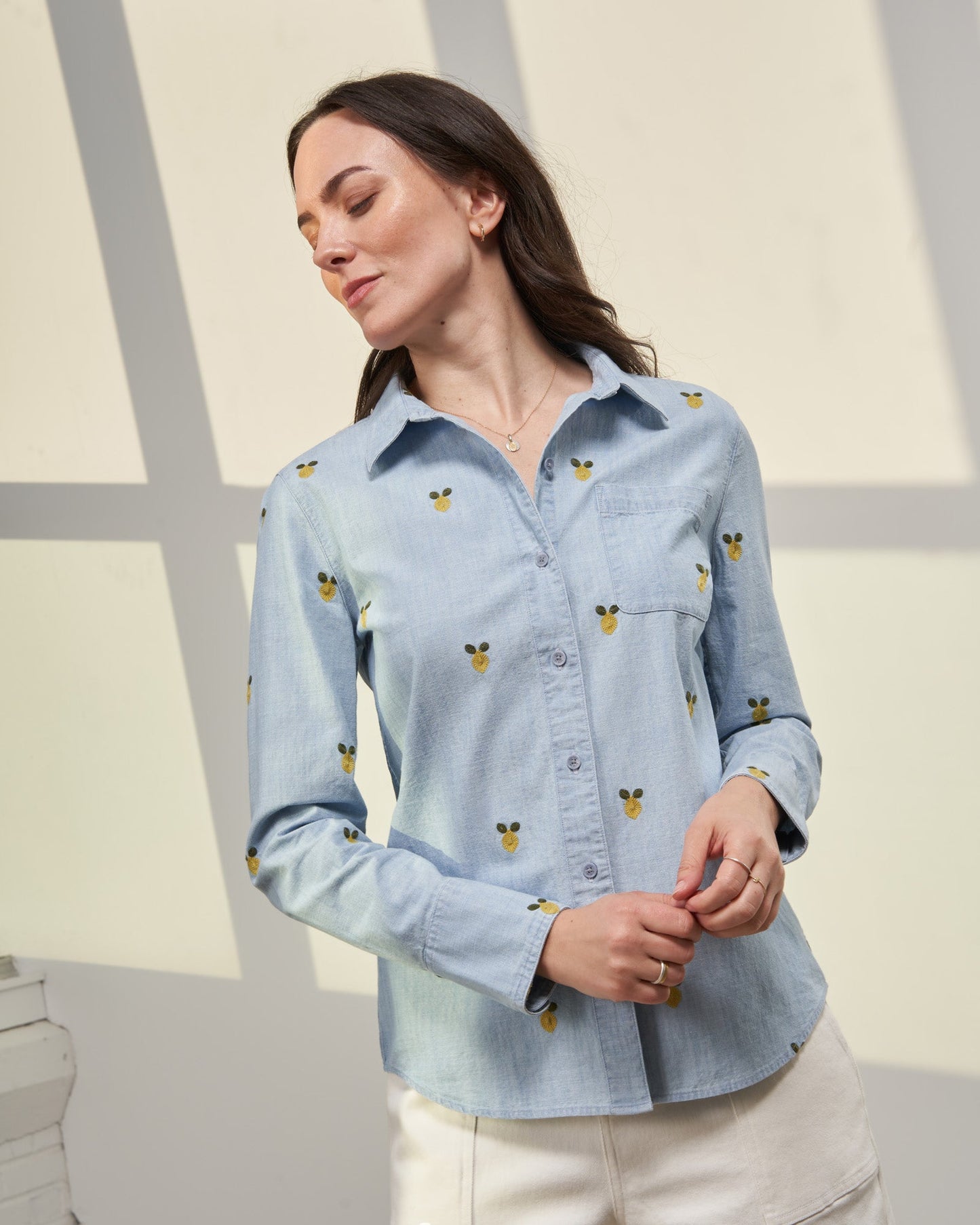 Organic Chambray Embroidered Button Down by United By Blue