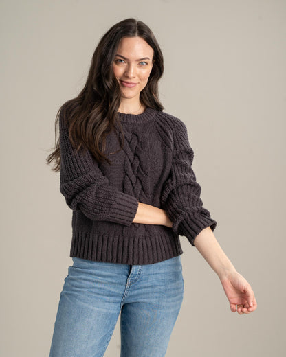 Recycled Cotton Cable Crew Sweater by United By Blue