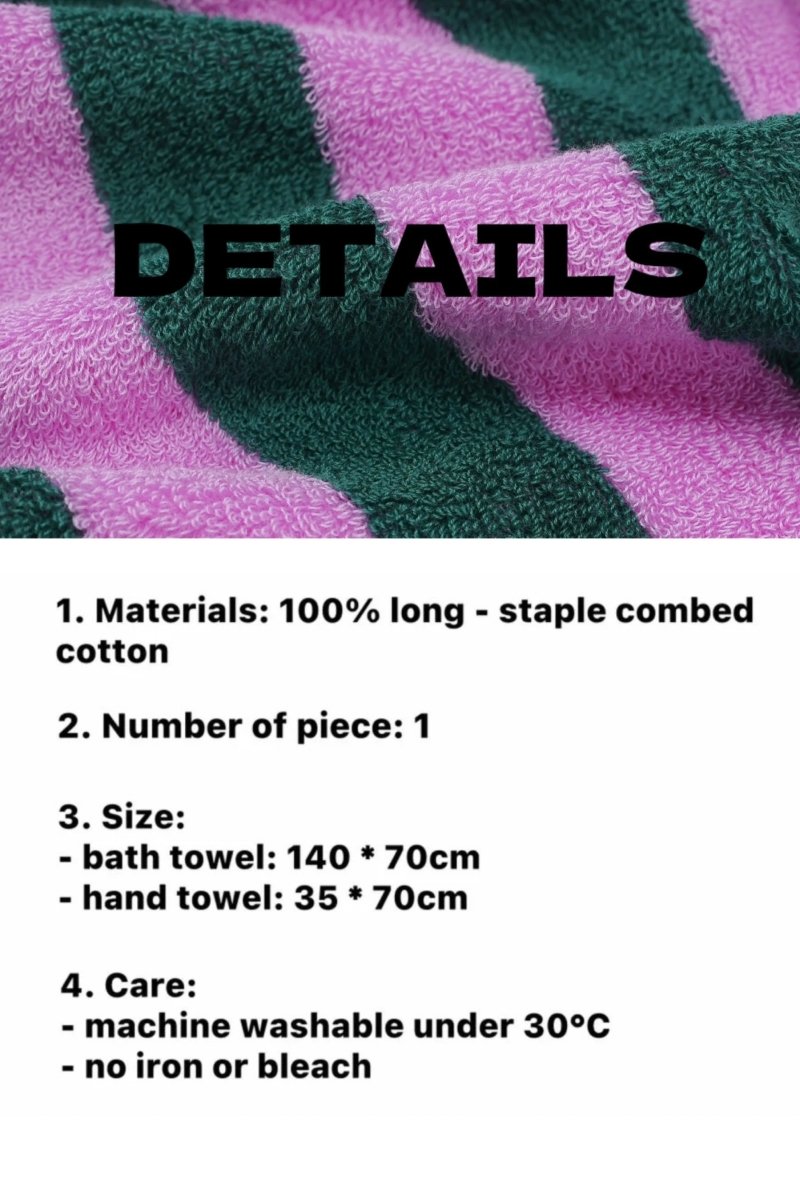 Whimsical Dopamine Cabana Stripe Bath Towel, 100% Cotton, Ultra Soft & Absorbent
