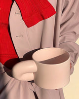 Handmade XXXL Ceramic Chubby Mug - Unique Cute Large Mug for Coffee & Tea