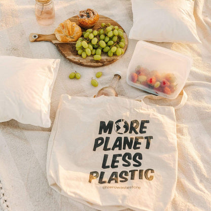 More Planet Less Plastic Organic Tote Bag