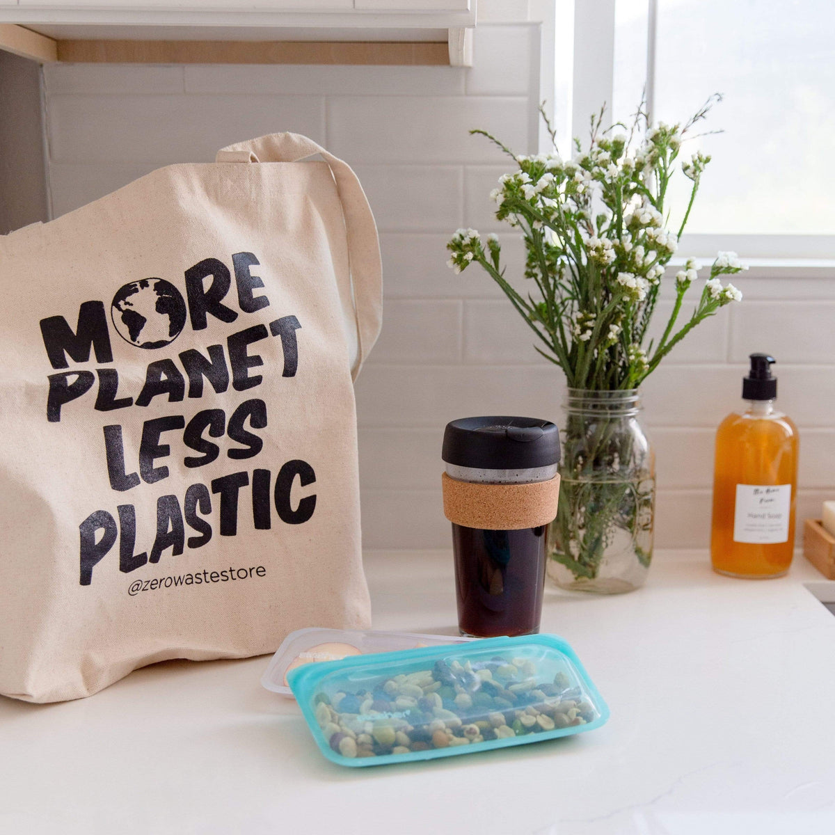 More Planet Less Plastic Organic Tote Bag