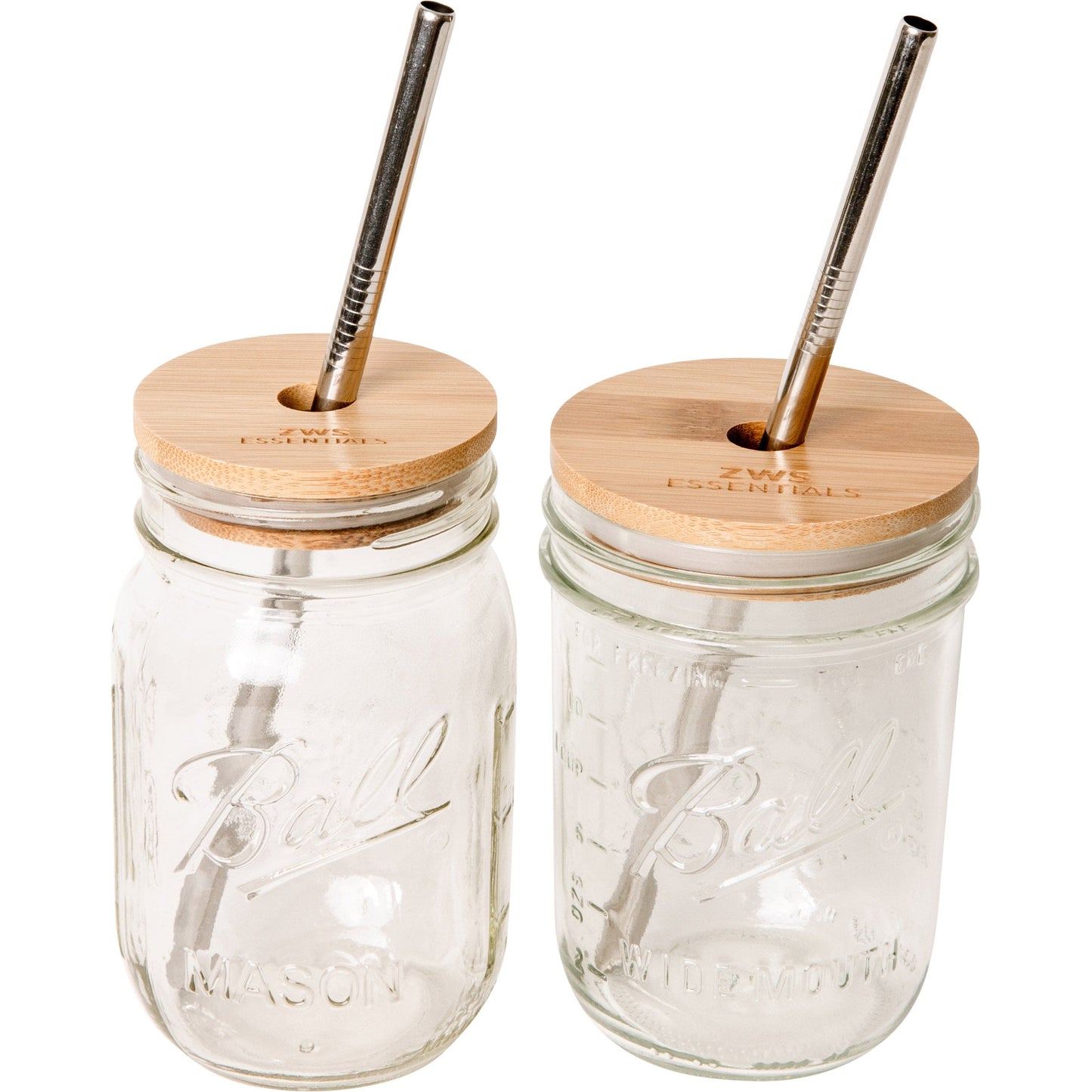 Mason Jar Kit- Mason Jar, Bamboo Lid, Stainless Steel Straw