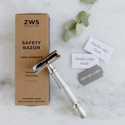 Zero Waste Safety Razor - Sustainable Razor - Single Blade, 10 Free Blades