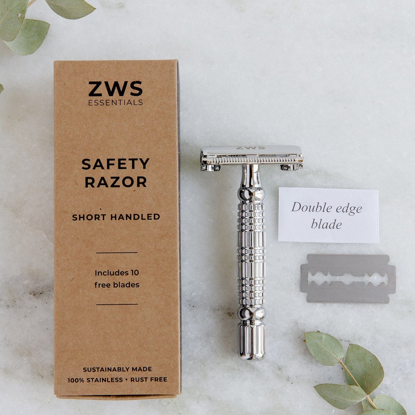 Zero Waste Safety Razor - Sustainable Razor - Single Blade, 10 Free Blades