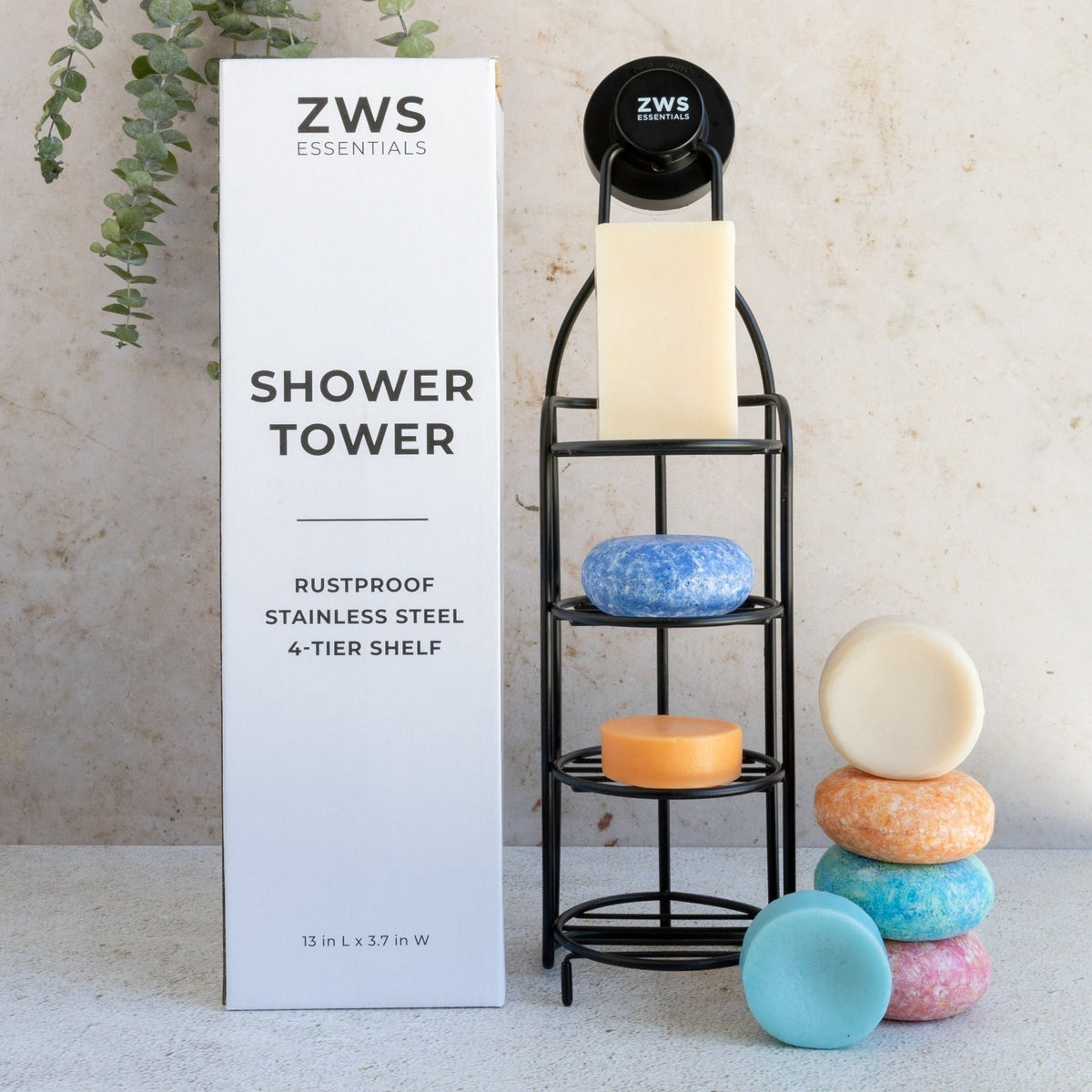 Shower Tower - Self Draining Shower Caddy, Bar Soap Holder For Shower Wall