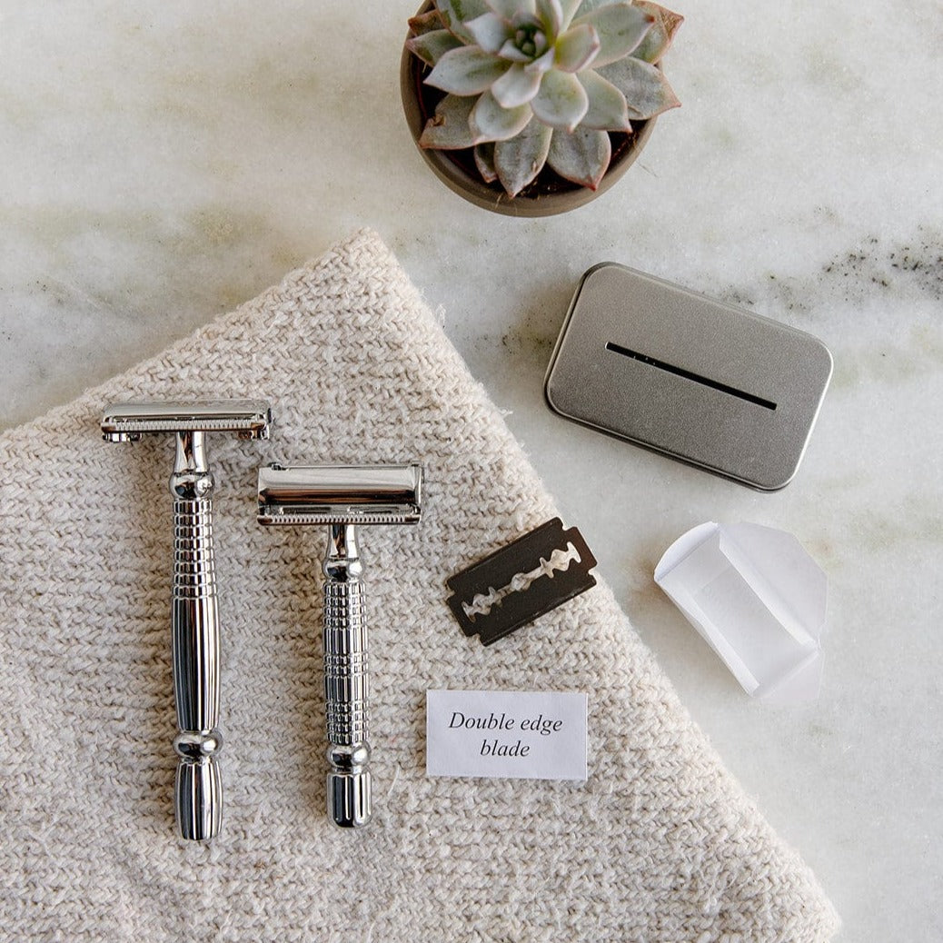 Zero Waste Safety Razor - Sustainable Razor - Single Blade, 10 Free Blades